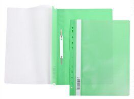 Папка-скоросшиватель, А4 Hatber 140/180мкм Зеленая, пластиковая с перфорацией прозрачный верх