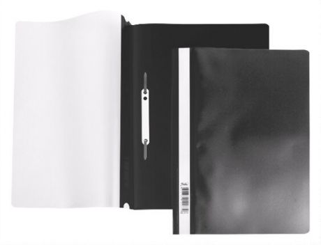Папка-скоросшиватель, А4 Hatber 140/180мкм Черная, пластиковая прозрачный верх