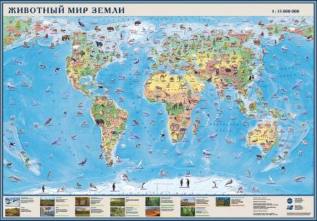 Животный мир Земли: карта. 1 : 35 000 000