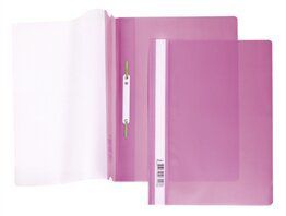 Папка-скоросшиватель, А4 Hatber 140/180мкм Розовая, пластиковая прозрачный верх