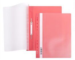 Папка-скоросшиватель, А4 Hatber 140/180мкм Красная, пластиковая с перфорацией прозрачный верх
