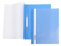 Папка-скоросшиватель, А4 Hatber 140/180мкм Синяя, пластиковая с перфорацией прозрачный верх