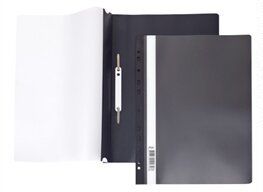 Папка-скоросшиватель, А4 Hatber 140/180мкм Черная, пластиковая с перфорацией прозрачный верх