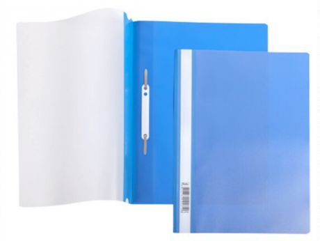 Папка-скоросшиватель, А4 Hatber 140/180мкм Синяя, пластиковая прозрачный верх