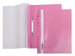 Папка-скоросшиватель, А4 Hatber 140/180мкм Розовая, пластиковая с перфорацией прозрачный верх