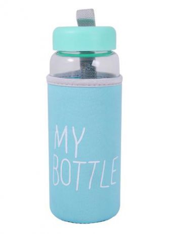 Бутылка в чехле My Bottle голубая (стекло) (500мл)