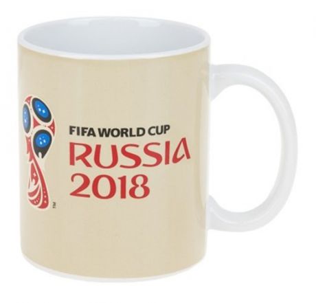 Сувенир, Кружка керамическая ЧМ 2018. Кубок 330мл.Кубок, бежевая FIFA7-2018-