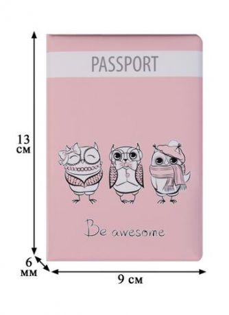 Обложка для паспорта Совы (Be awesome) (ПВХ бокс) (ОП2018-180)