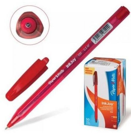 Ручка шариковая PAPER MATE InkJoy Cap, корпус красный, толщ.письма 0,5мм, S0960910, красная