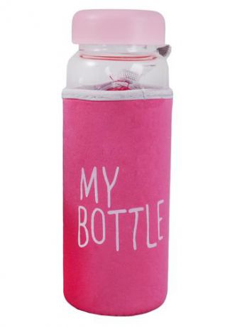 Бутылка в чехле My Bottle розовая (стекло) (500мл)