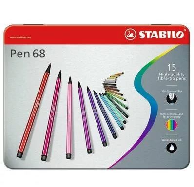Фломастеры Stabilo Pen 68 15цветов, в металлическом футляре