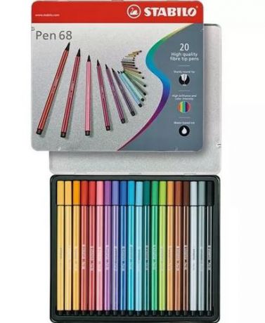 Фломастеры Stabilo Pen 68 20цветов, в металлическом футляре