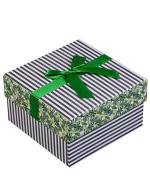 Коробка подарочная Green leaves 9*9*5,5см, декор. бант, картон, Хансибэг