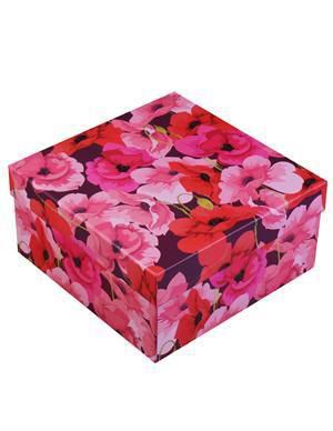 Коробка подарочная Красные цветы 17*17*8см, картон, Kairui 13-Kairui-BZ-626-M