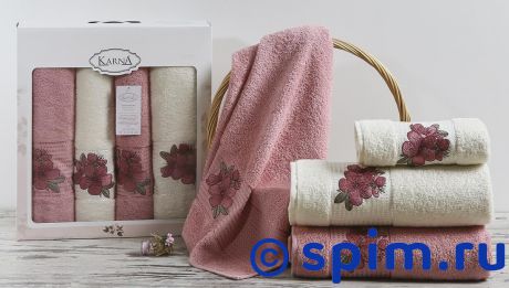 Комплект полотенец Karna Orkide, розовый арт. 2362/char004