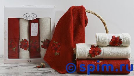 Комплект полотенец Karna Orkide, бордовый арт. 2362/char002