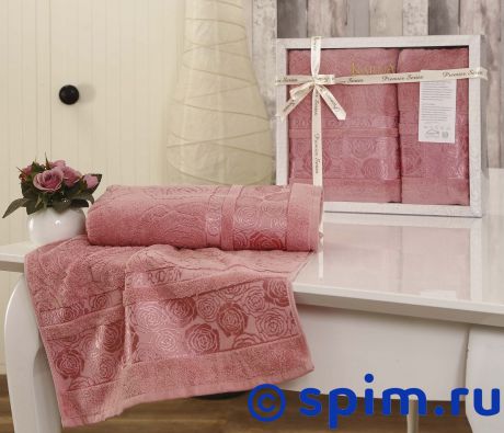 Комплект полотенец Karna Rose Garden, грязно-розовый