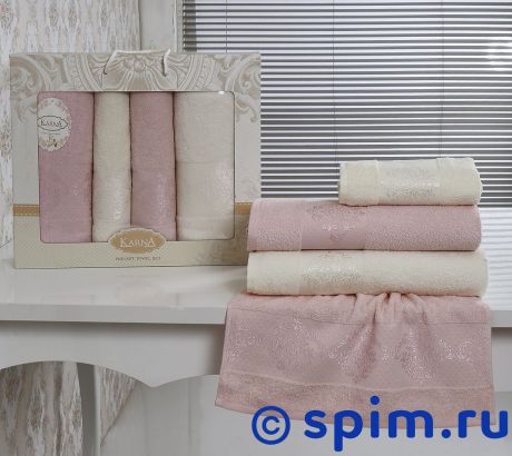 Комплект полотенец Karna Dora, светло-розовый и кремовый арт. 2153/char006