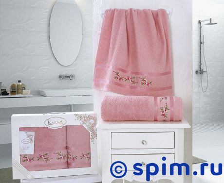 Комплект полотенец Karna Monica, грязно-розовый арт. 2392/char002