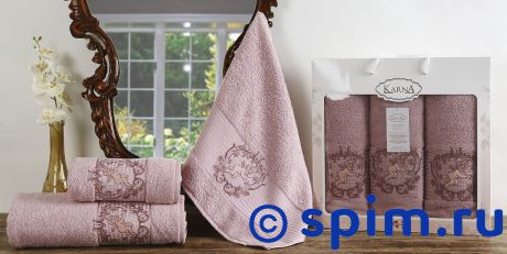 Комплект полотенец Karna Claris, грязно-розовый арт. 2359/char002
