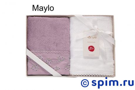 Набор из 2-х полотенец Arya Maylo, лиловый-белый 50х90 см