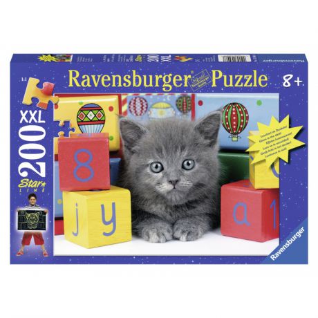 RAVENSBURGER Пазл светящийся Котенок с кубиками XXL 200 деталей