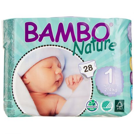 Bambo Nature Подгузники Newborn 2-4 кг 28 шт