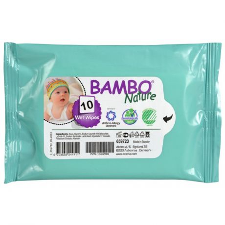 Bambo Nature Влажные салфетки без отдушек 10 шт