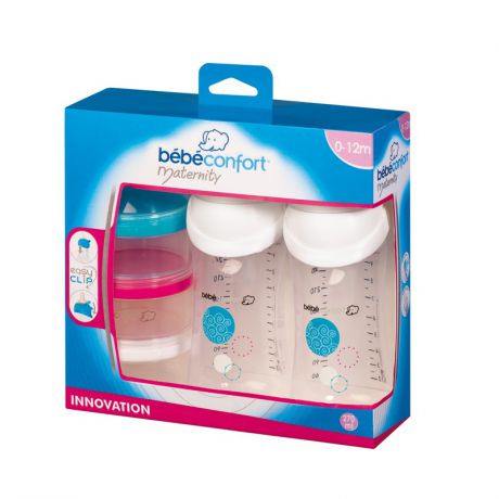 Bebe Confort Набор бутылочек Easy Clip Maternity 2х270 мл+дозатор
