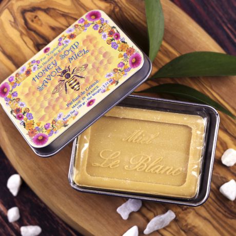 Мыло ручной работы Le Blanc "Мёд" в жестяной коробочке (100 г, Франция)