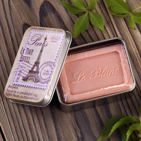 Мыло ручной работы Le Blanc "Открытка" в жестяной коробочке (100 г, Франция)