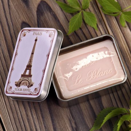 Мыло ручной работы Le Blanc "Эйфелева башня" в жестяной коробочке (100 г, Франция)