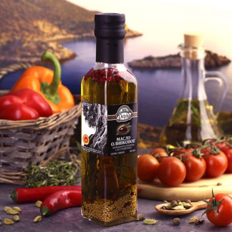 Оливковое масло Delphi с ароматными травами и специями Extra Virgin (250 мл, Греция)