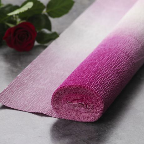 Гофрированная бумага "Бело-розовая" (Италия, 50 х 250 см)