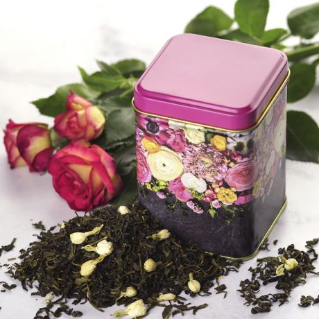 Подарочная баночка "Цветущий жасмин" с ароматизированным зелёным чаем