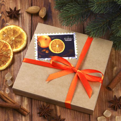 Подарочный горький шоколад ручной работы Boffo Chocolate 65% с добавлением апельсинов и декора