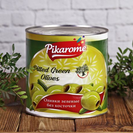Оливки зелёные Pikarome без косточки в рассоле (2,96 кг)