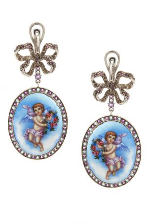 Axenoff Jewellery Серебряные серьги «Ангелы» с аметистами и голубыми топазами