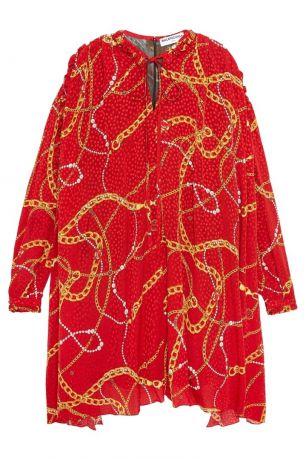 Balenciaga Шелковое платье с контрастным принтом