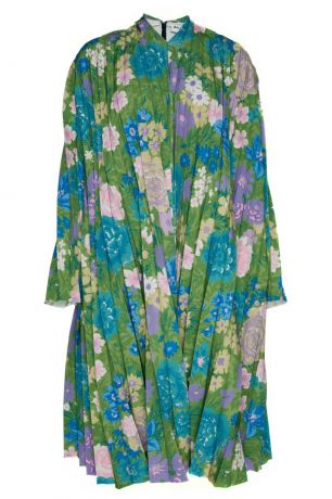 Balenciaga Плиссированное платье с цветочным принтом