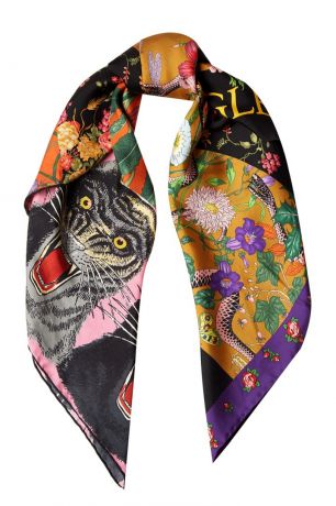 Gucci Шелковый платок с комбинированным принтом