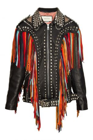 Gucci Кожаная куртка с бахромой