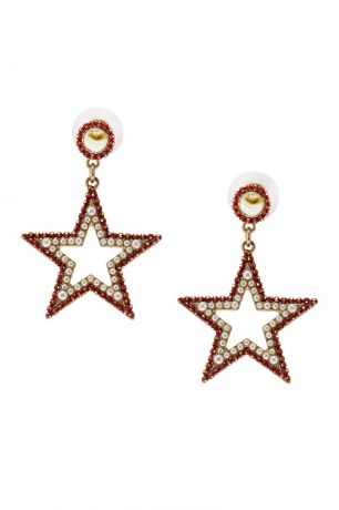RubyNovich Серьги-звезды с красными кристаллами