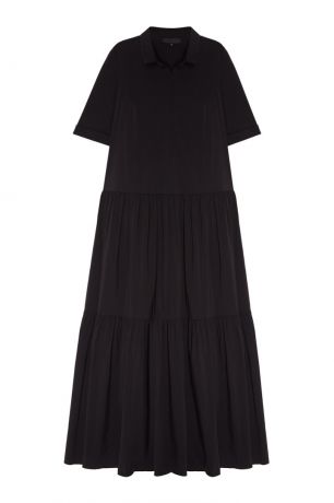 Tegin Черное хлопковое платье с воланами