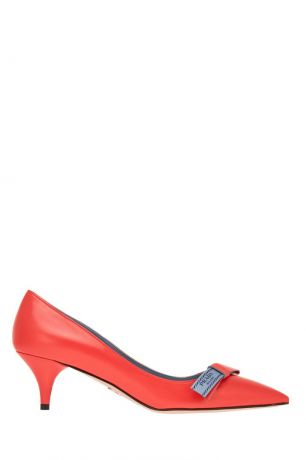 Prada Красные кожаные туфли с логотипом