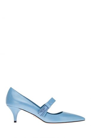 Prada Голубые кожаные туфли с логотипом