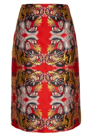 Gucci Жаккардовая юбка-карандаш с тиграми