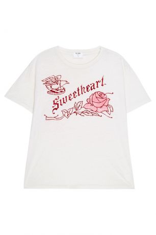 Re/done Белая футболка с розой