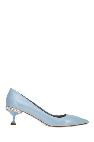 Miu Miu Голубые туфли с кристаллами на каблуке