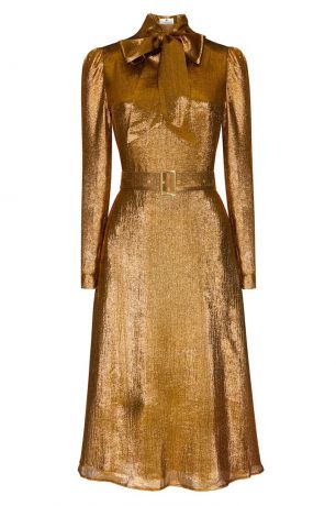 LAROOM Золотистое платье с поясом
